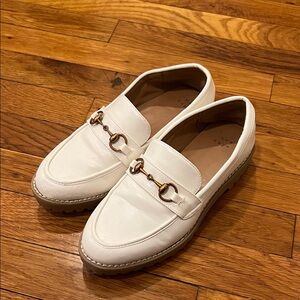 a new day Women's White Loafers with Gold Accent